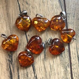 Orange Amber Heart Charms 🧡🧡🧡